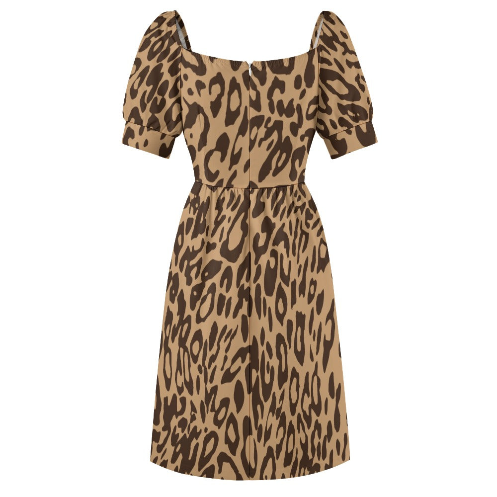 Big Cat Skin Print Sweetheart Dress