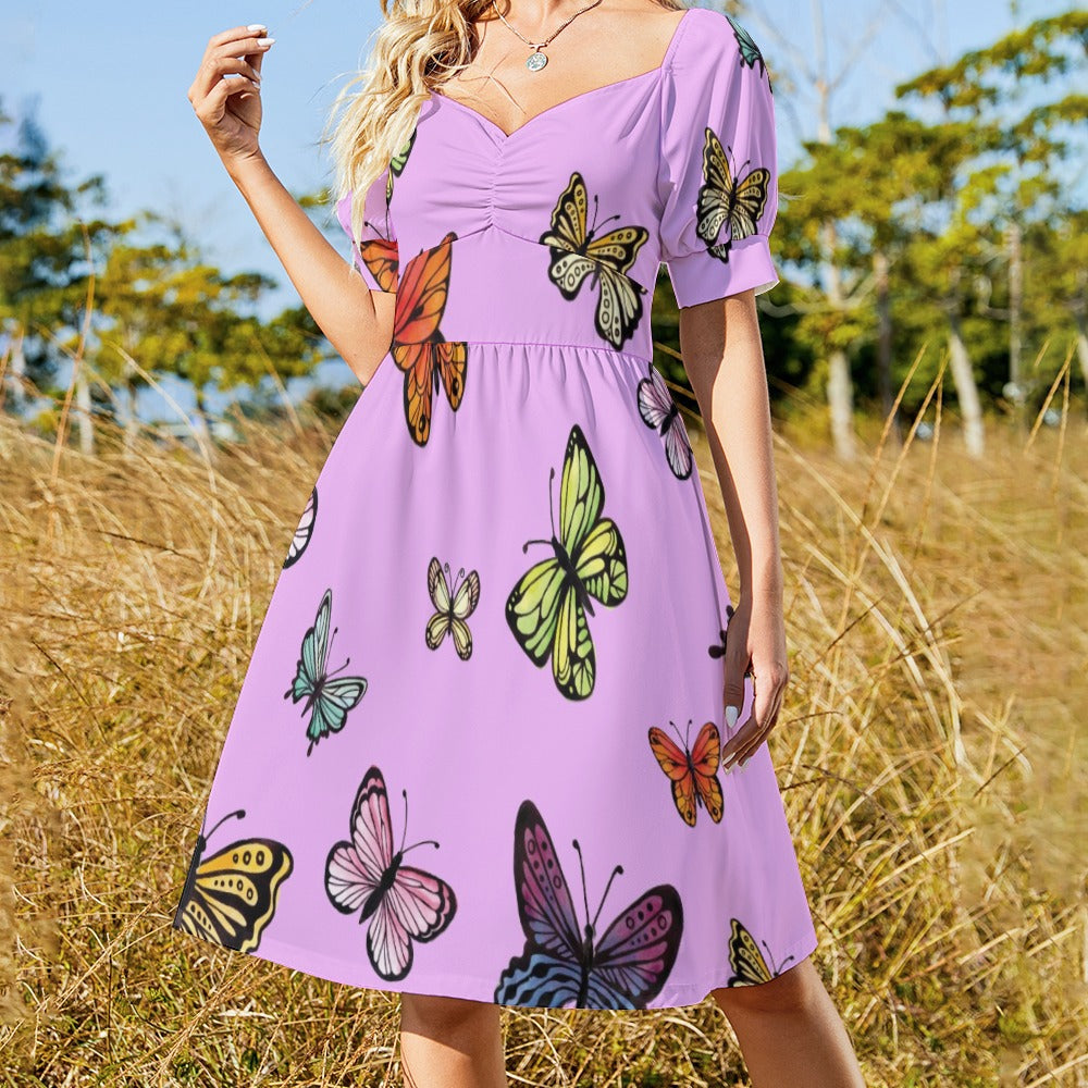 Watercolor colorful butterflies collection pink Sweetheart Dress