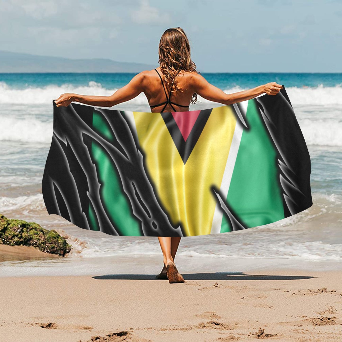 Flag Guyana patriot love Beach Towel 32"x 71"