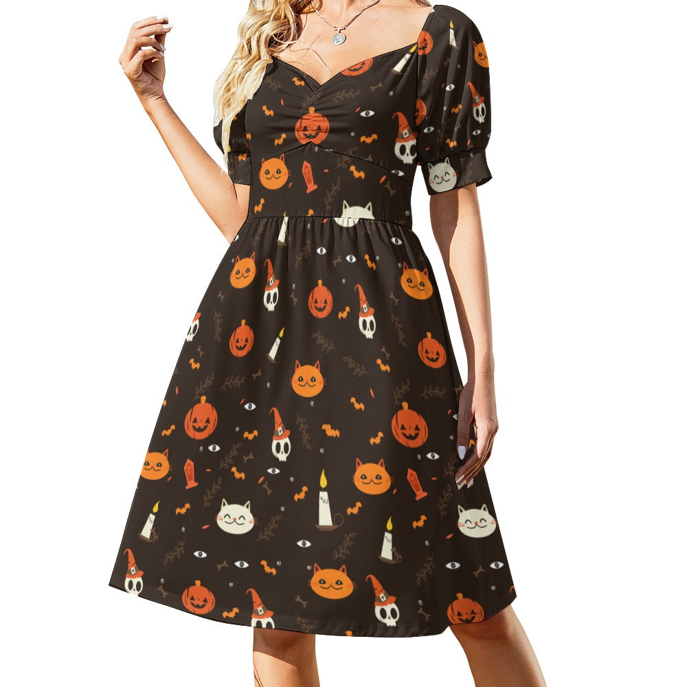 Pumpkin Skull Halloween Sweetheart Dress