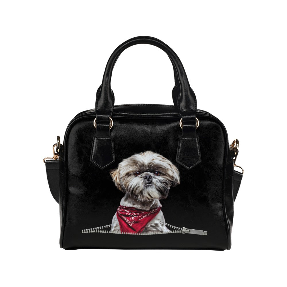 Shih Tzu Zip Shoulder Handbag