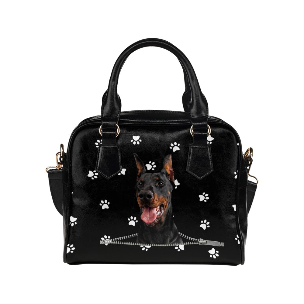 Doberman Pinscher Zip Paws Shoulder Handbag