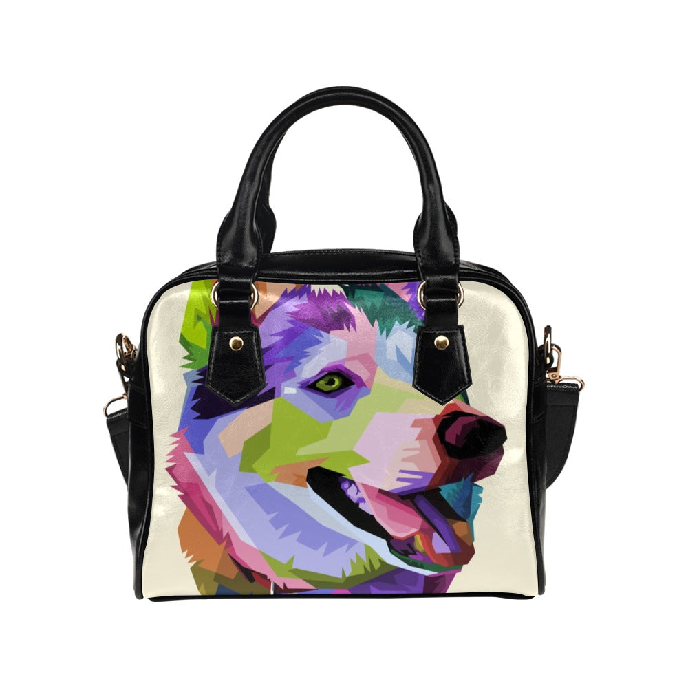 Cute husky dog pop art style Shoulder Handbag