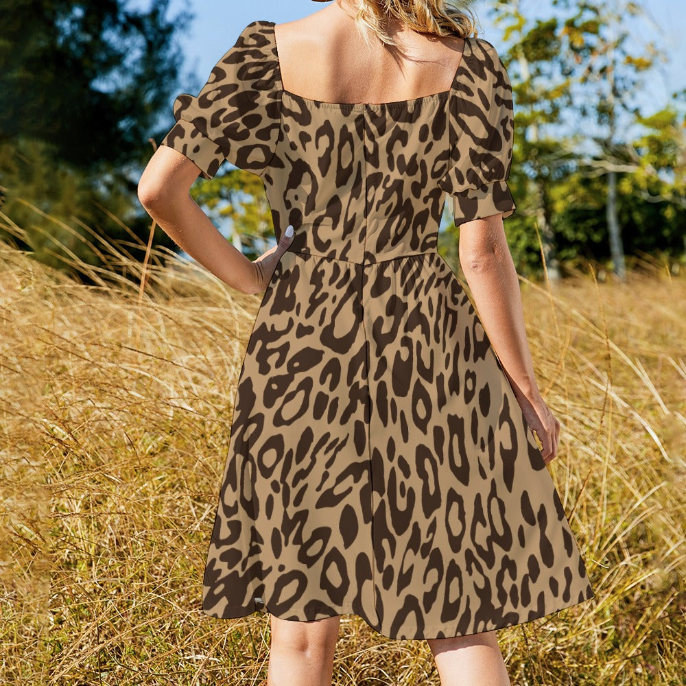 Big Cat Skin Print Sweetheart Dress