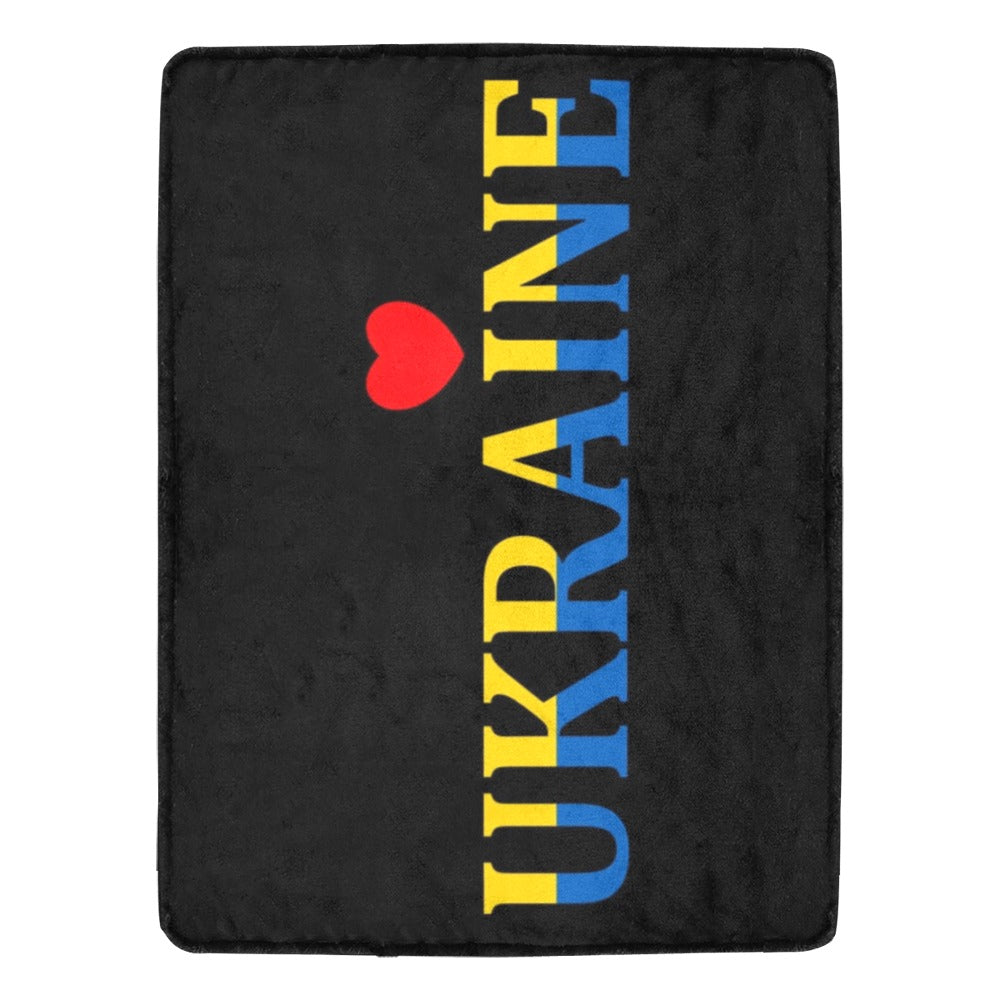 Red Heart Ukraine Text National Flag Color Ultra-Soft Micro Fleece Blanket 60"x80"