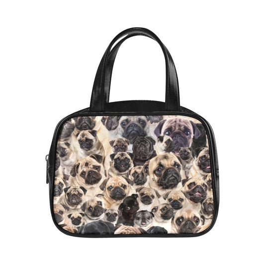 Pug Full Face Cute Gift Dog Lover Leather Top Handle Handbag