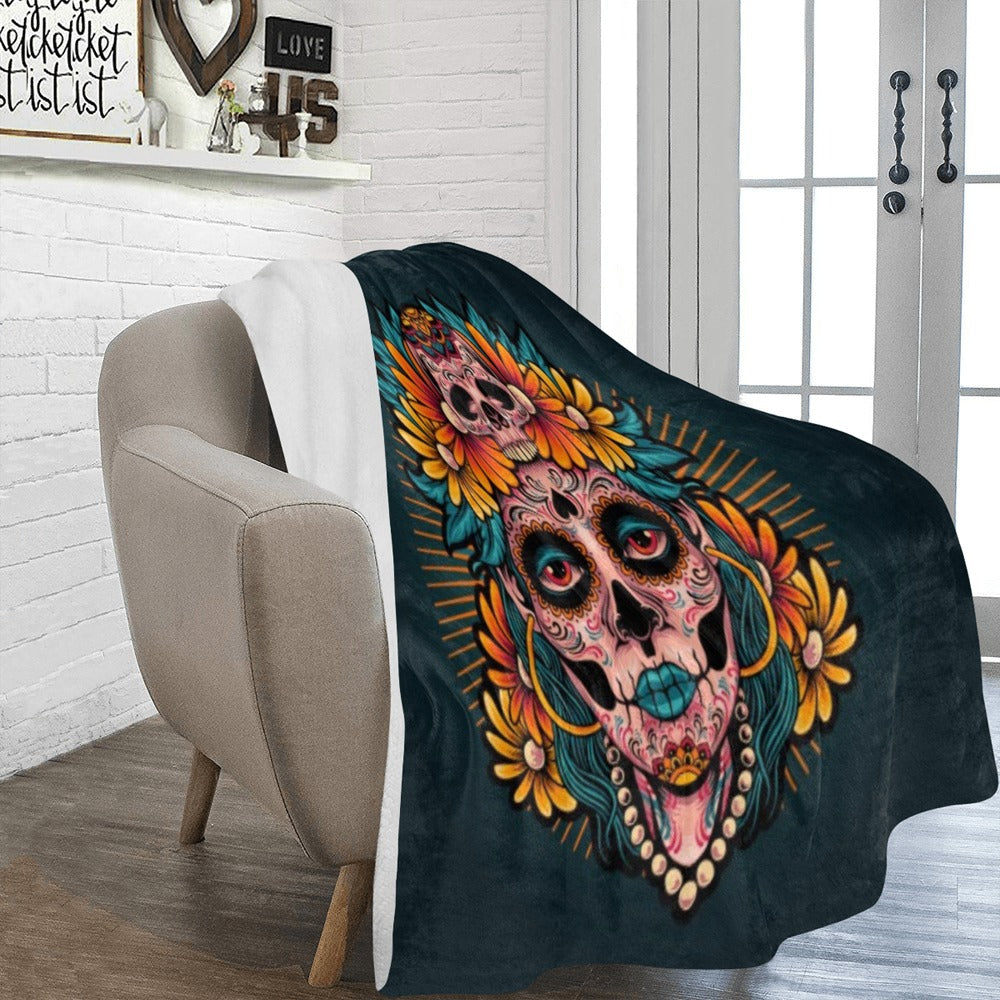 Muertos Girl Skull Ultra-Soft Micro Fleece Blanket 60"x80"