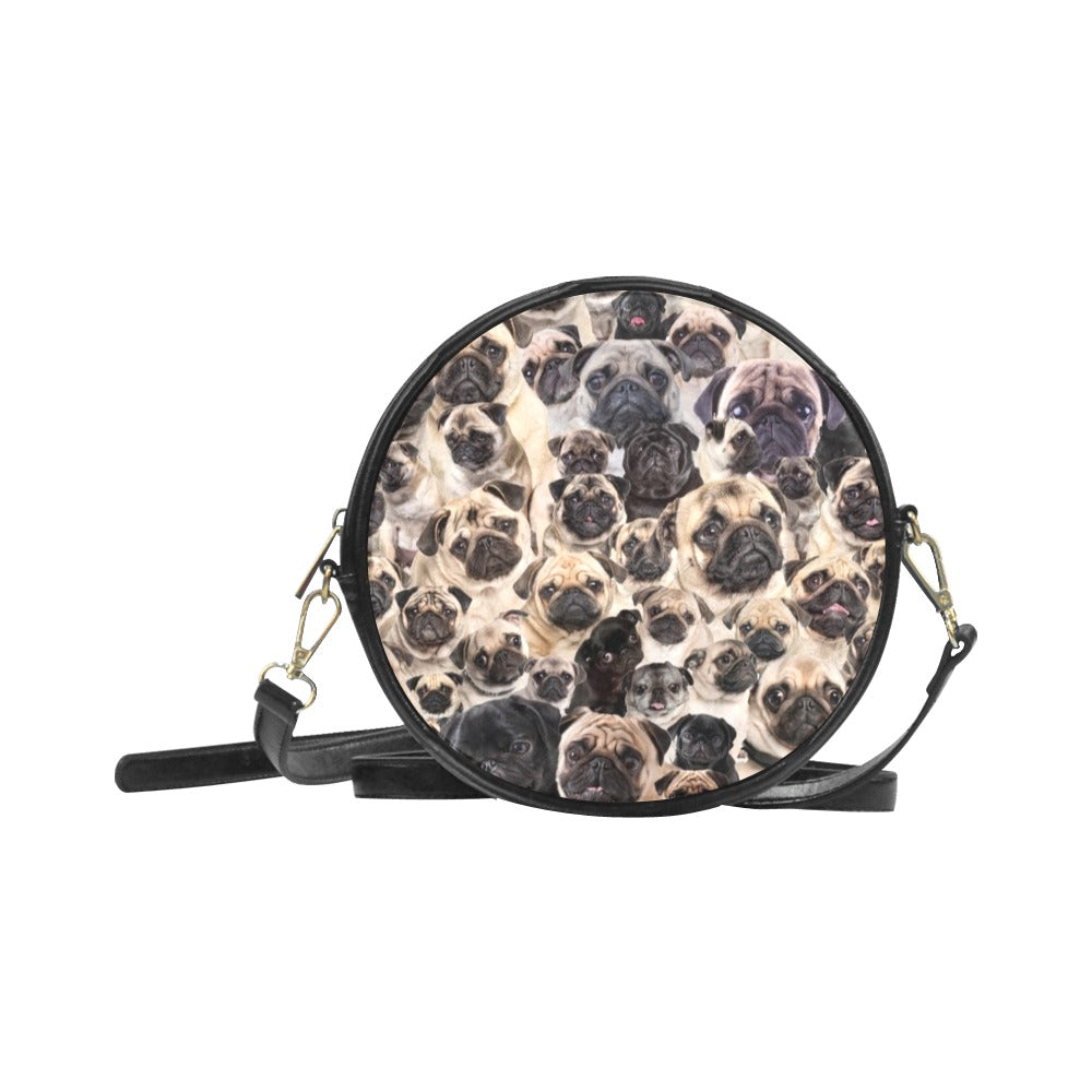 Pug Full Face Cute Gift Dog Lover Round Sling Bag