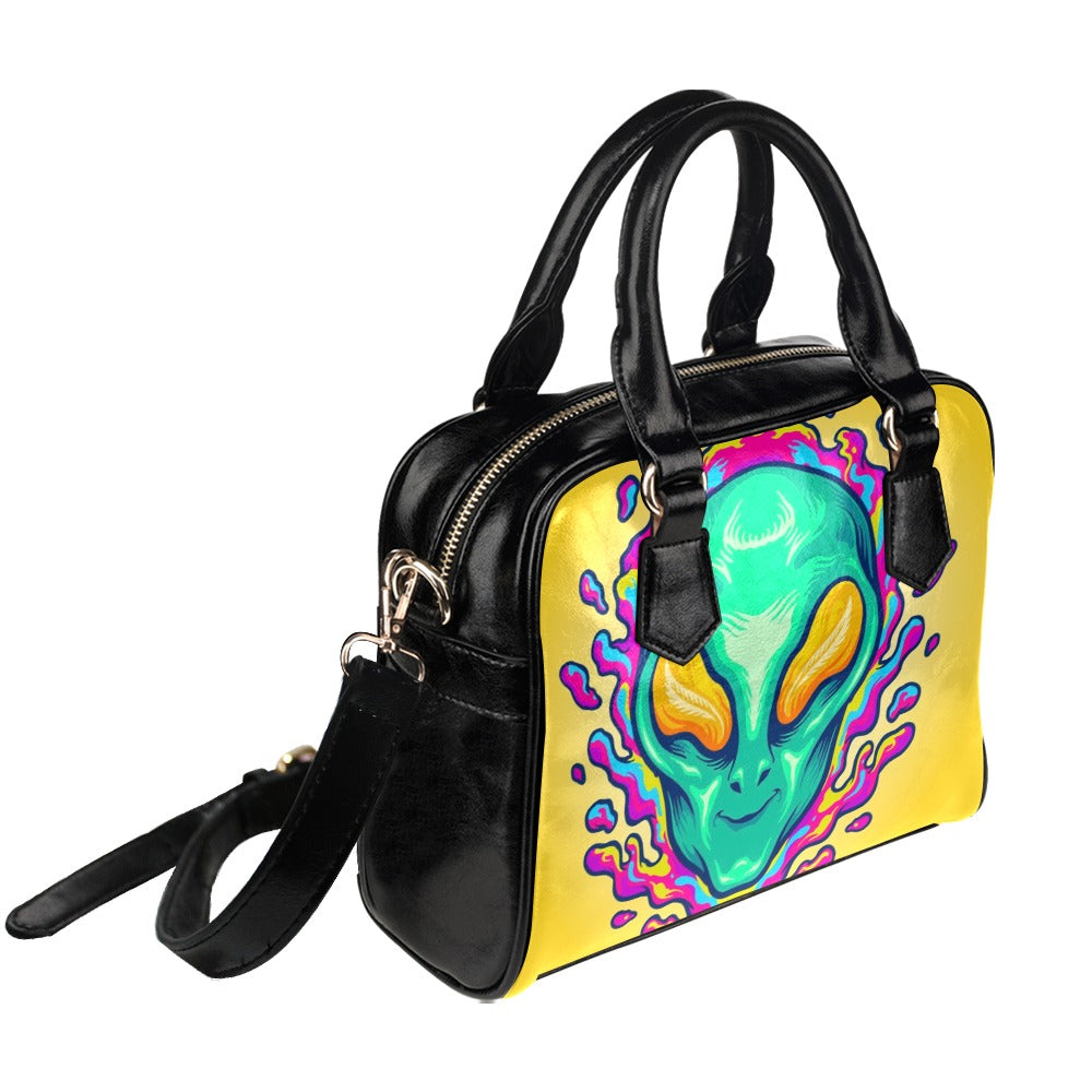 Alien Smile Trippy Psychedelic Shoulder Handbag