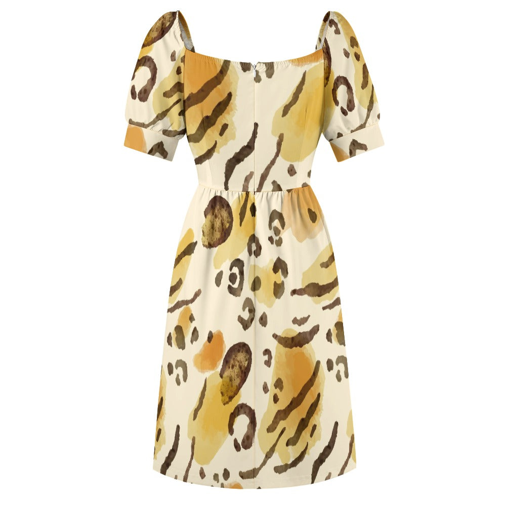 Jaguar Skin Printed Sweetheart Dress