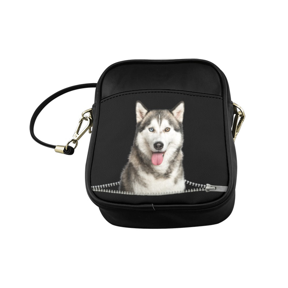 Siberian Husky Zip Sling Bag