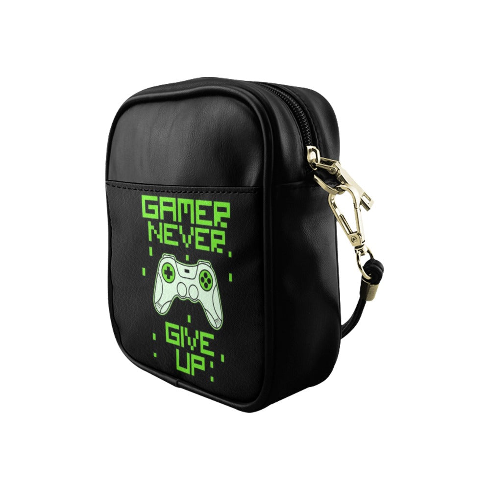 Gamer Never Give Up Quote Sling Bag