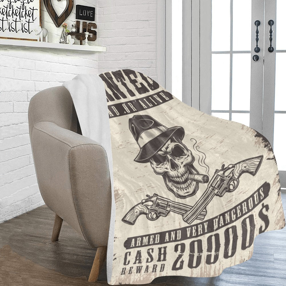 Wanted skull Cash Reward Ultra-Soft Micro Fleece Blanket 60"x80"