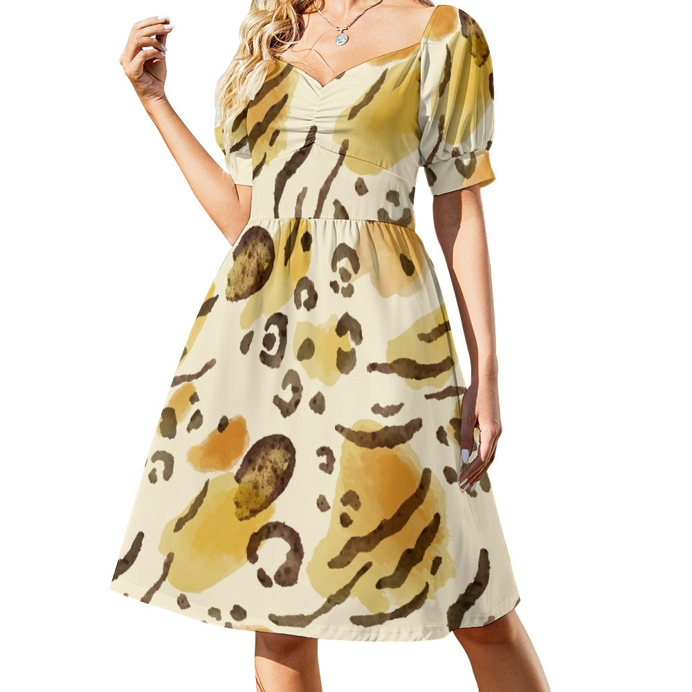 Jaguar Skin Printed Sweetheart Dress