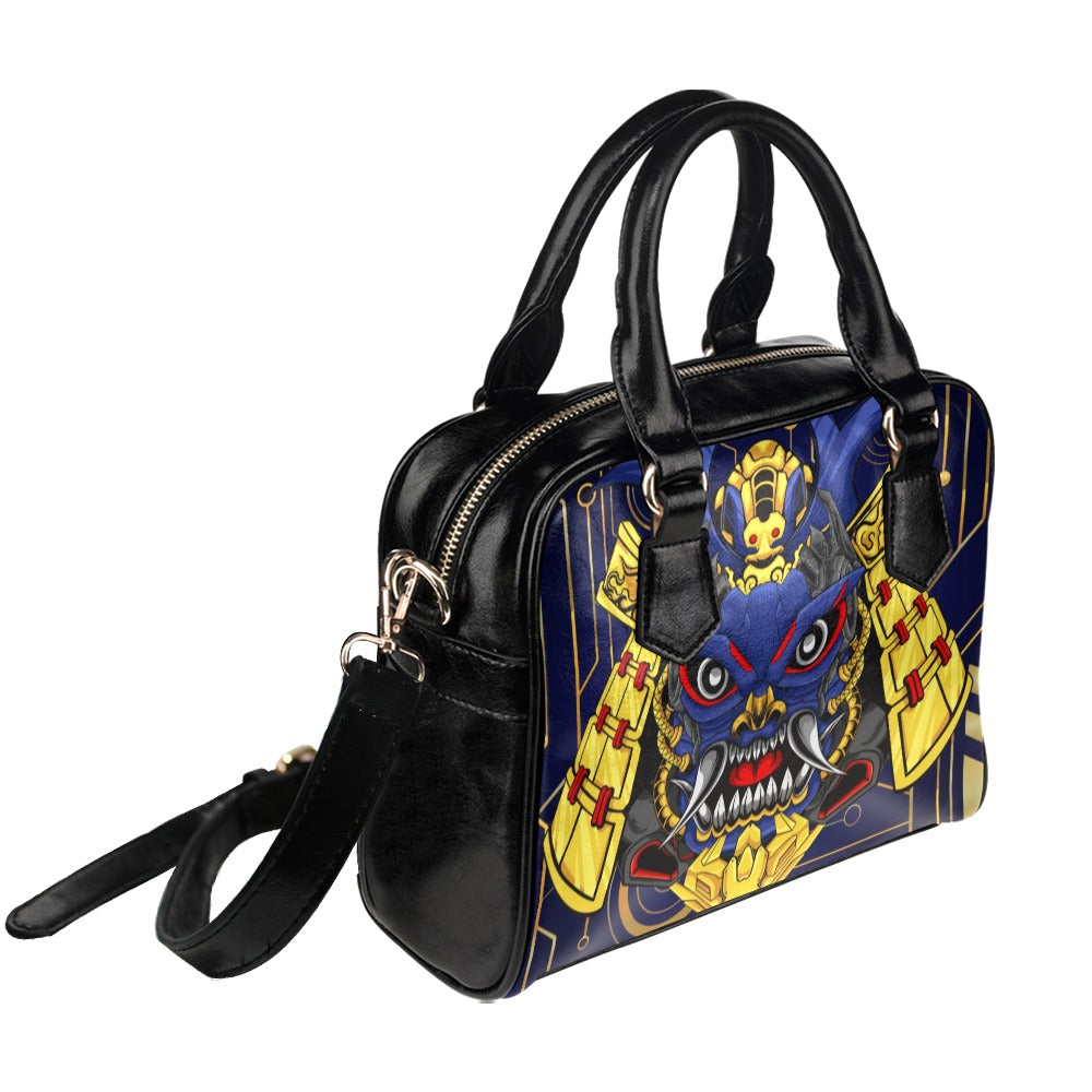 Japanese Samurai Mascot Skull Robot Head Shoulder Handbag