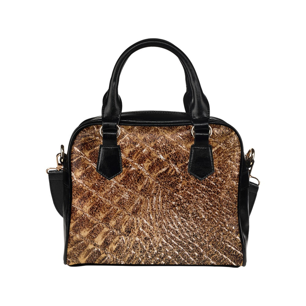 Reptile Skin Crocodile Snake Brown Shoulder Handbag