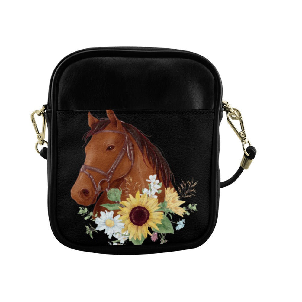 Horse Flowers Sling Bag