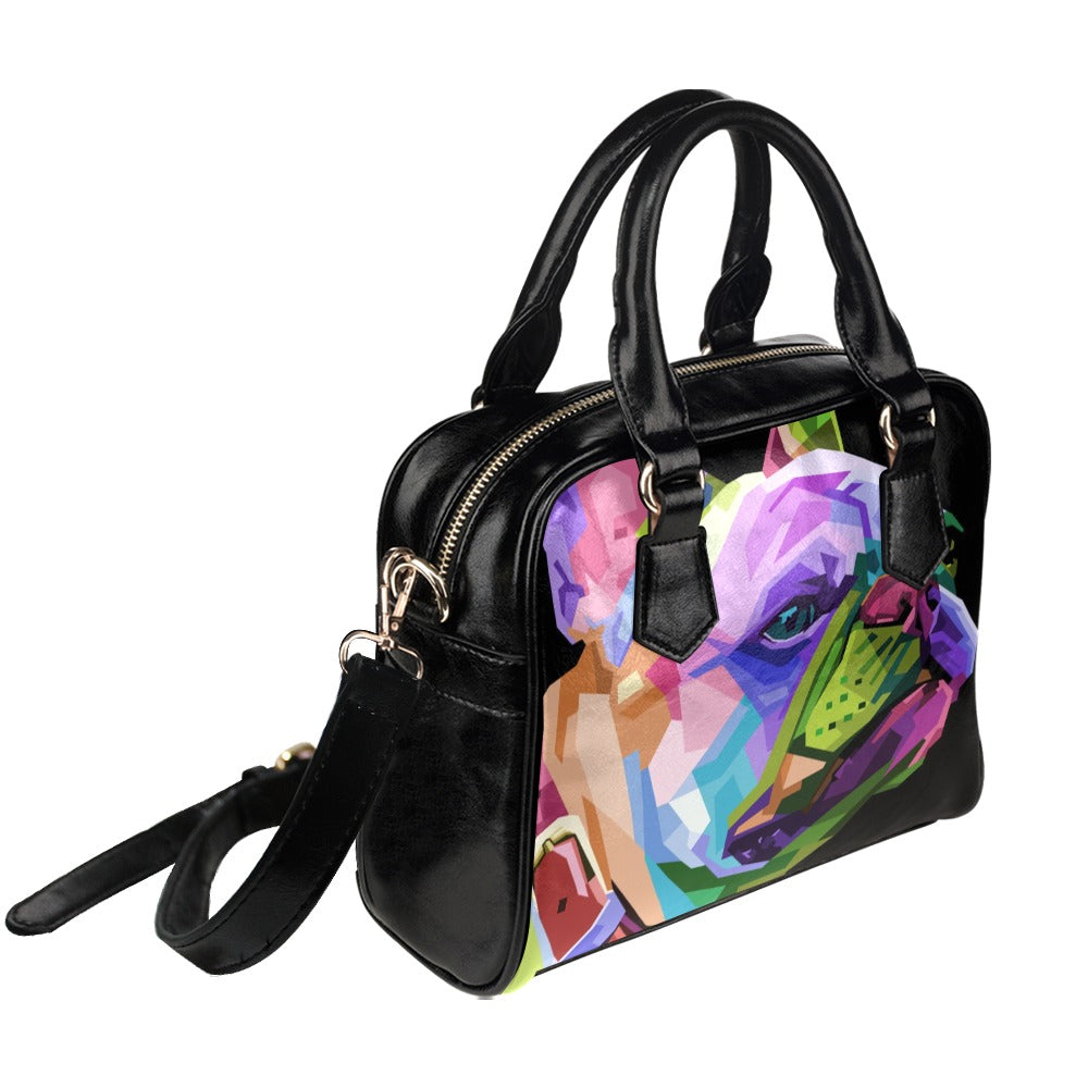 Cute french bulldog geometric pop art style Shoulder Handbag