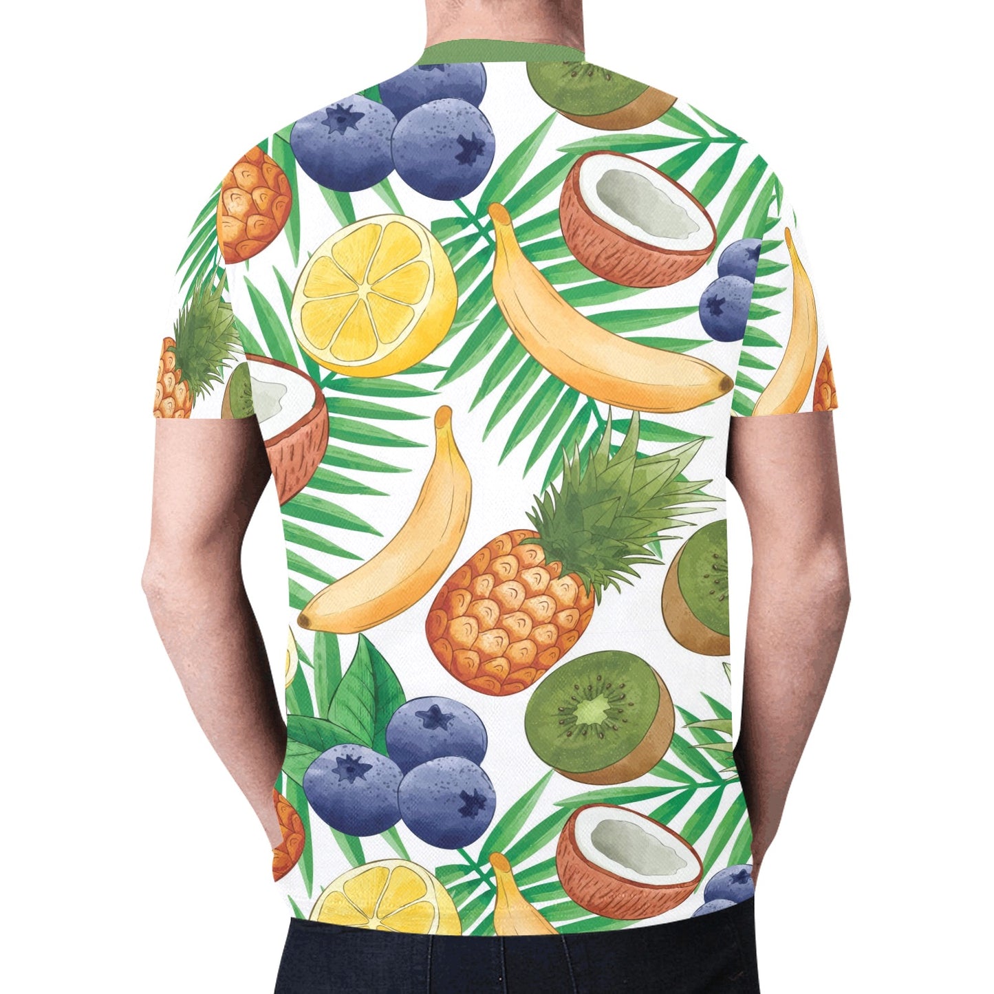 Exotic Fruit Pattern Banana Coconut Kiwi Pineapple New All Over Print T-shirt