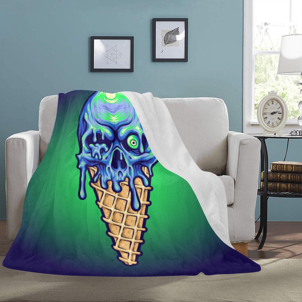 Scary Skull Eyes Ice Cream Melt Horror Ultra-Soft Micro Fleece Blanket 60"x80"