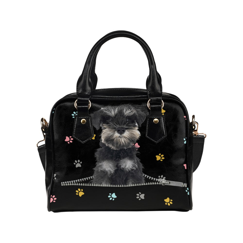 Miniature Schnauzer Zip Colorful Paws Shoulder Handbag