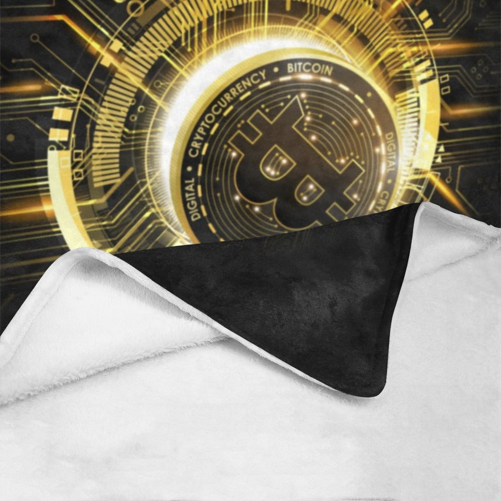 Golden Bitcoin Cryptocurrency Futuristic Ultra-Soft Micro Fleece Blanket 60"x80"