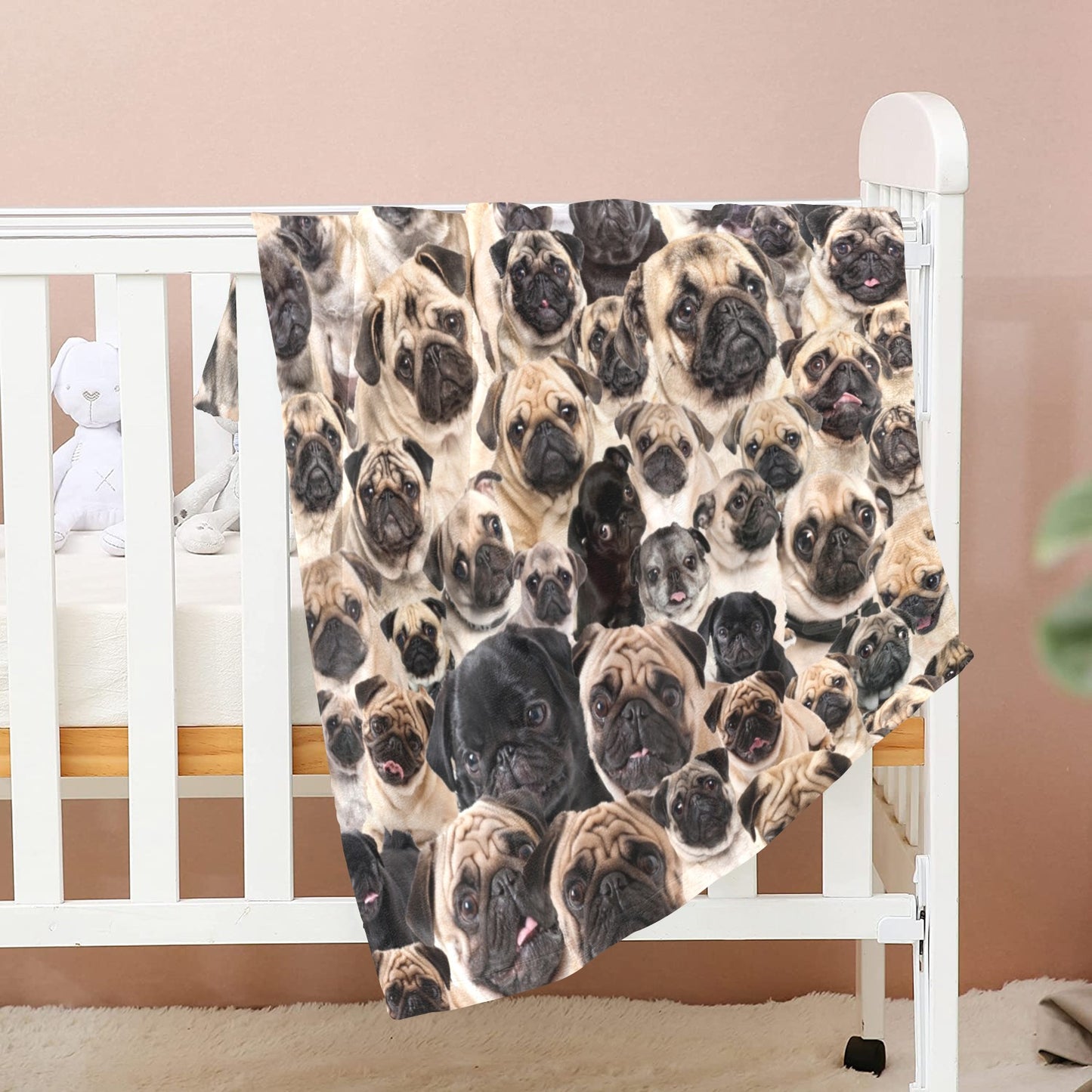 Pug Full Face Cute Gift Dog Lover Baby Blanket 40"x50"