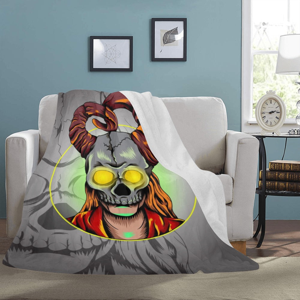 Girl With Horned Skull Mask Ultra-Soft Micro Fleece Blanket 60"x80"