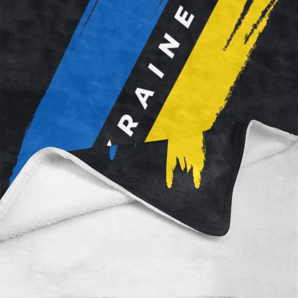 Ukraine Flag With Brush Concept Grunge Style Hand Painted Strokes Ultra-Soft Micro Fleece Blanket 60"x80"