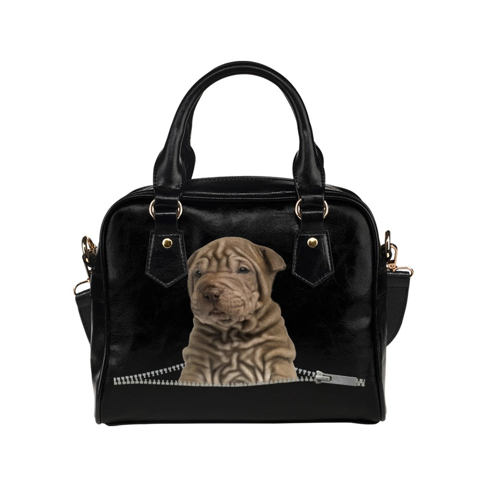 Shar Pei Zip Shoulder Handbag