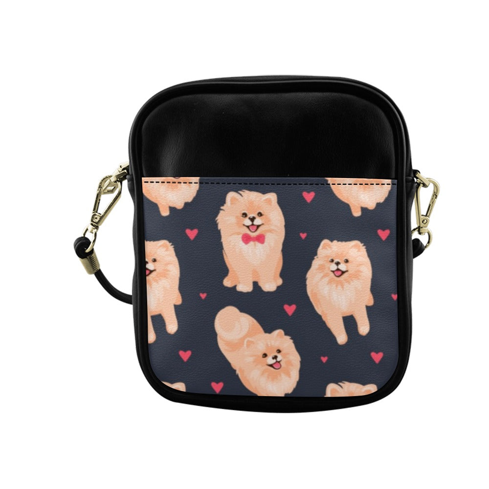 Pomeranian Spitz Puppy Cartoon Pattern Sling Bag