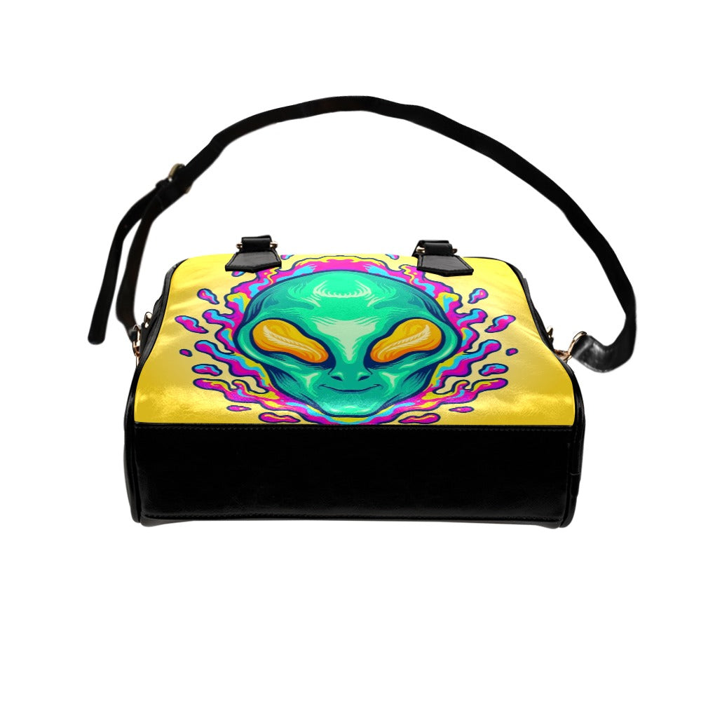 Alien Smile Trippy Psychedelic Shoulder Handbag