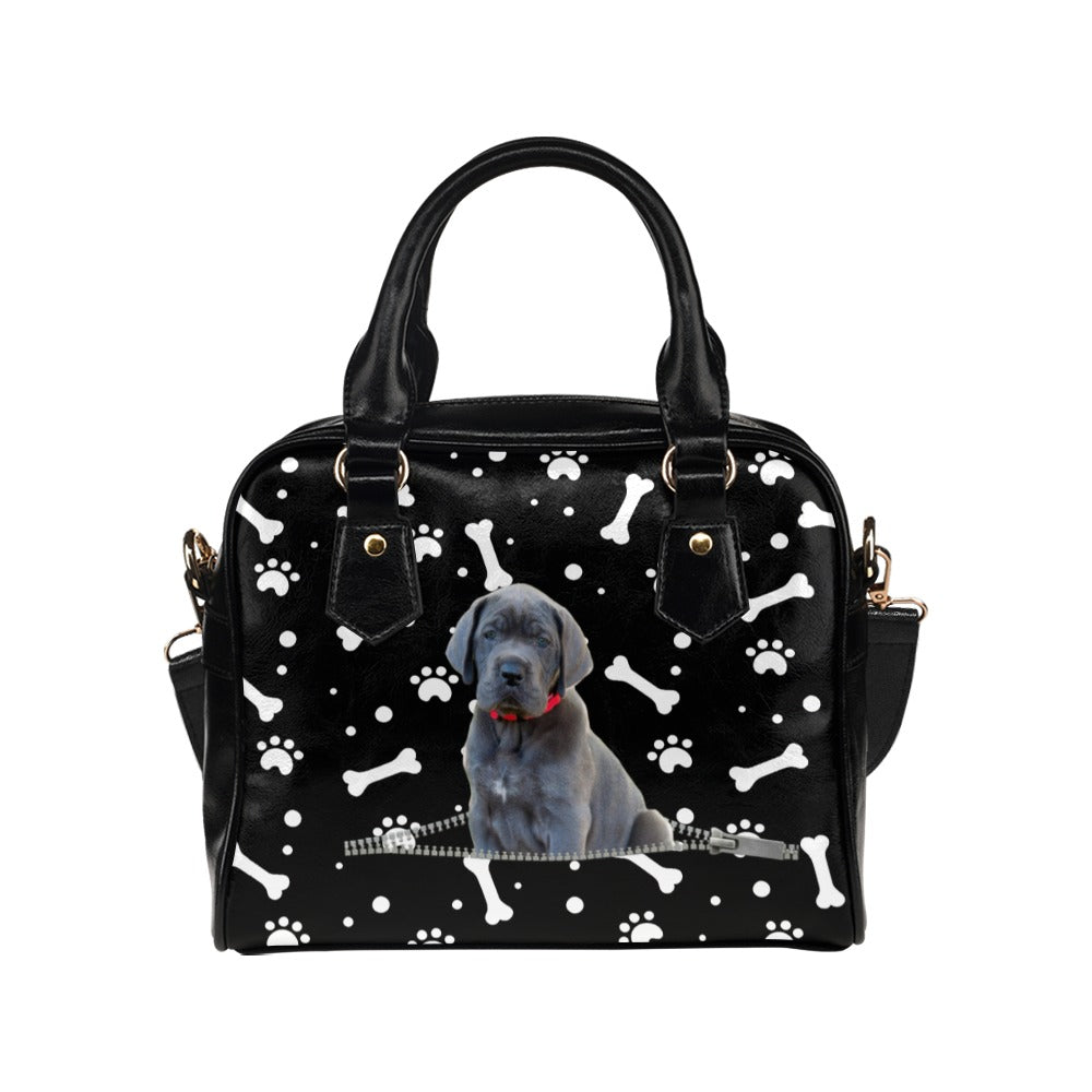 Great Dane Puppy Zip Paws and Bones Shoulder Handbag