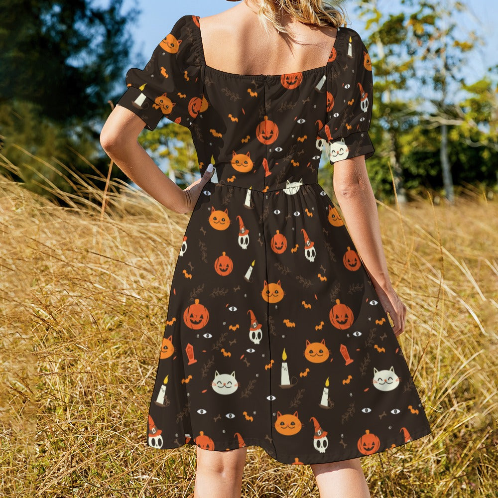 Pumpkin Skull Halloween Sweetheart Dress