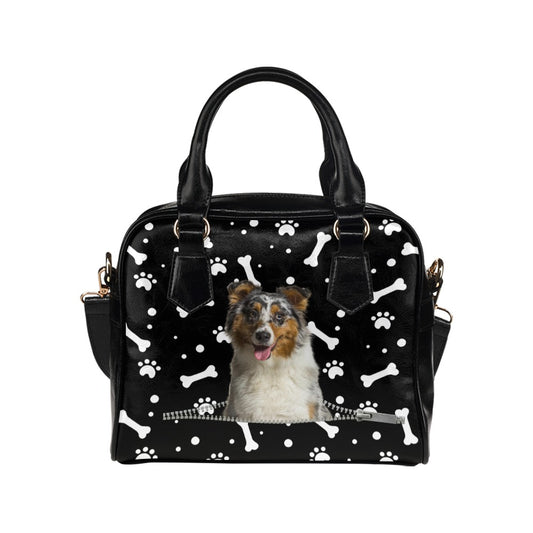 Australian Shepherd Zip Paws and Bones Shoulder Handbag