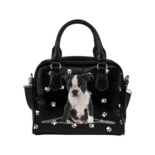 Boston Terrier Zip paws Shoulder Handbag