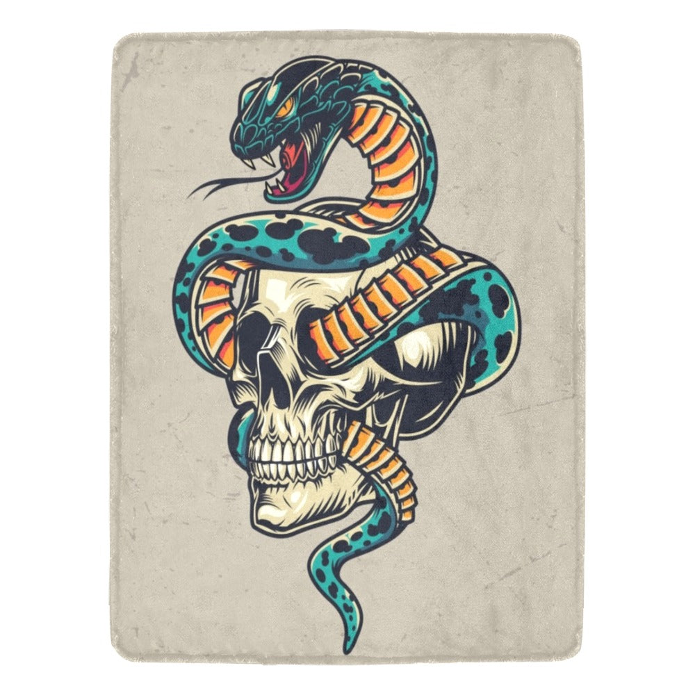 Snake Entwined Skull Rock Punk Ultra-Soft Micro Fleece Blanket 60"x80"