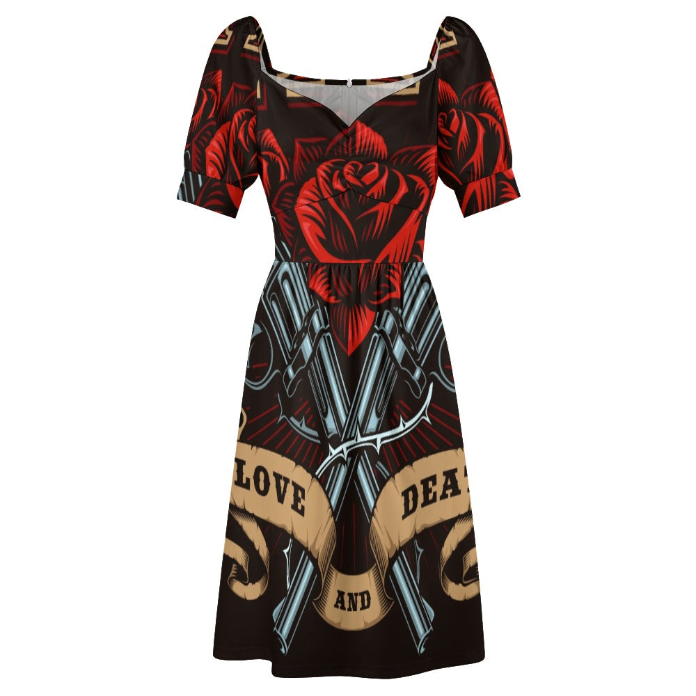 Guns Roses Biker Girl Sweetheart Dress