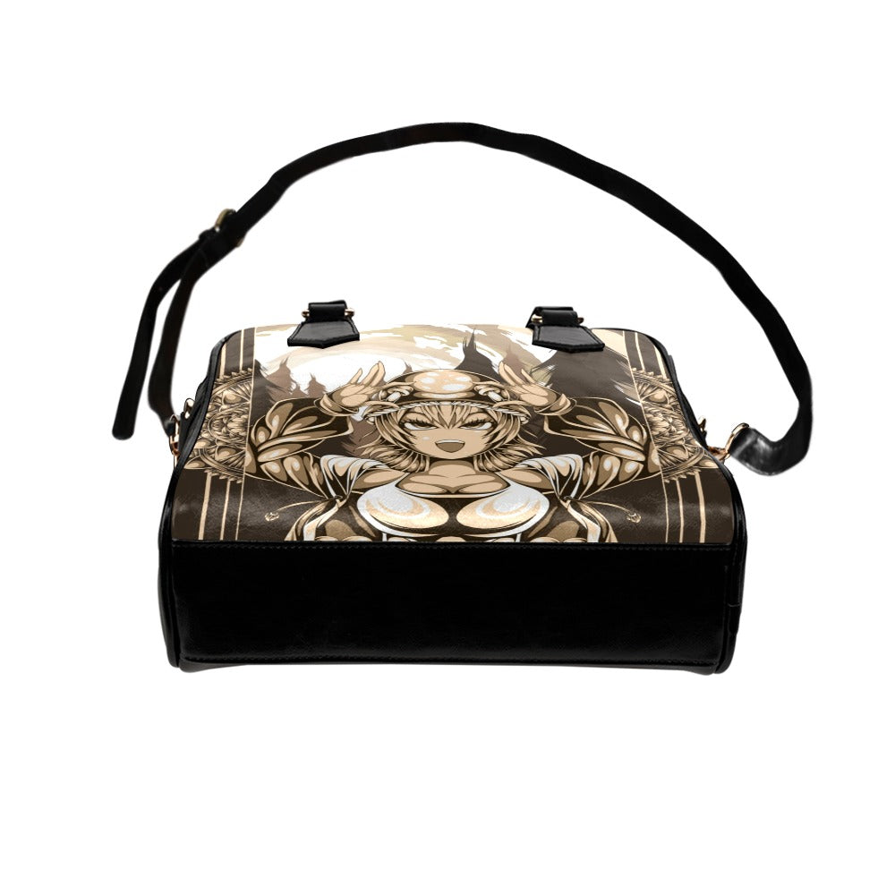 Mushroom Collector With Amazing Golden Ornament Frame Shoulder Handbag