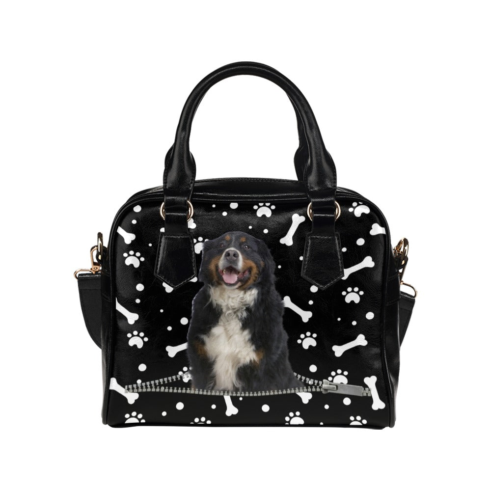 Bernese Mountain Dog Zip Paws and Bones Shoulder Handbag