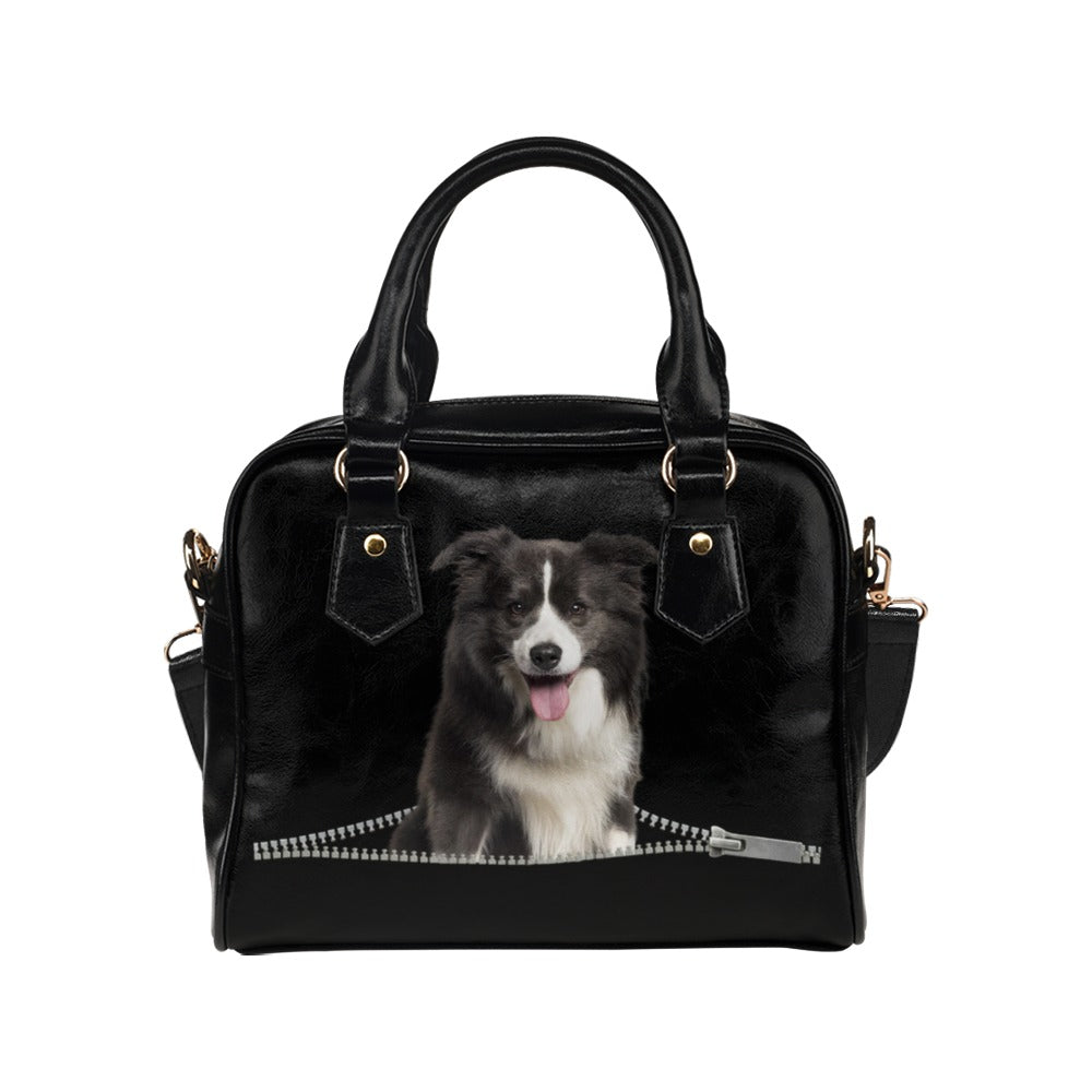 Border Collie Zip Shoulder Handbag