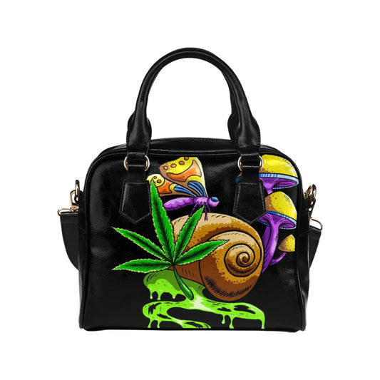 Snail Mushroom Butterlfy Psychedelic Illustration Shoulder Handbag