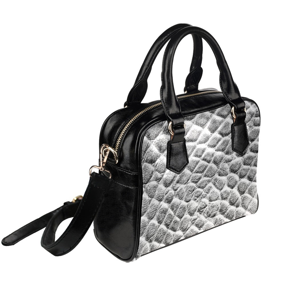 Reptile Skin Crocodile Snake Gray Shoulder Handbag