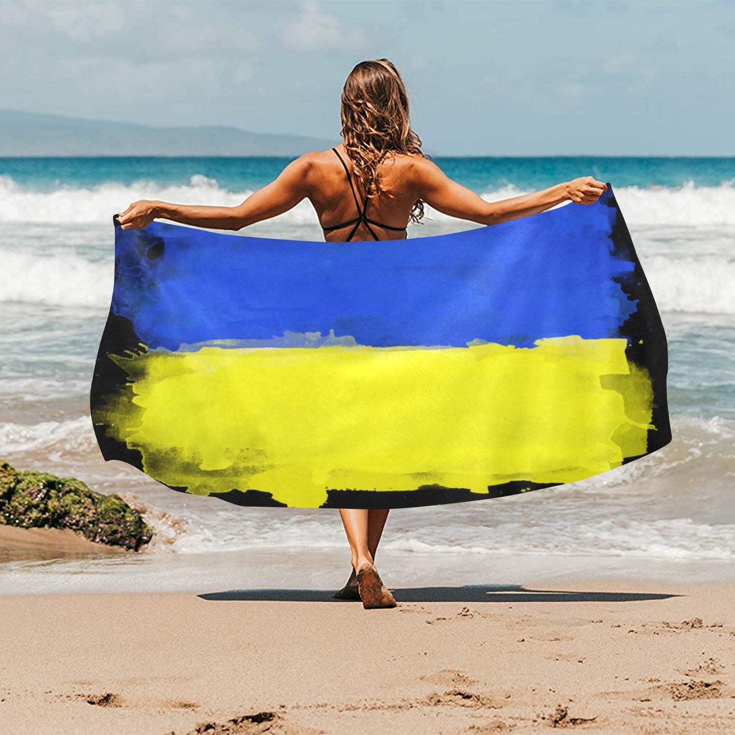 Ukraine flag painted Beach Towel 32"x 71"