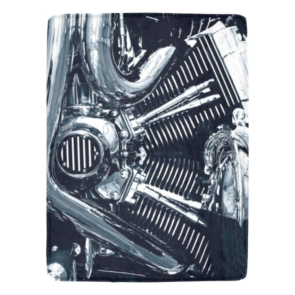 Chromium Plated V Type Motorbike Engine Ultra-Soft Micro Fleece Blanket 60"x80"