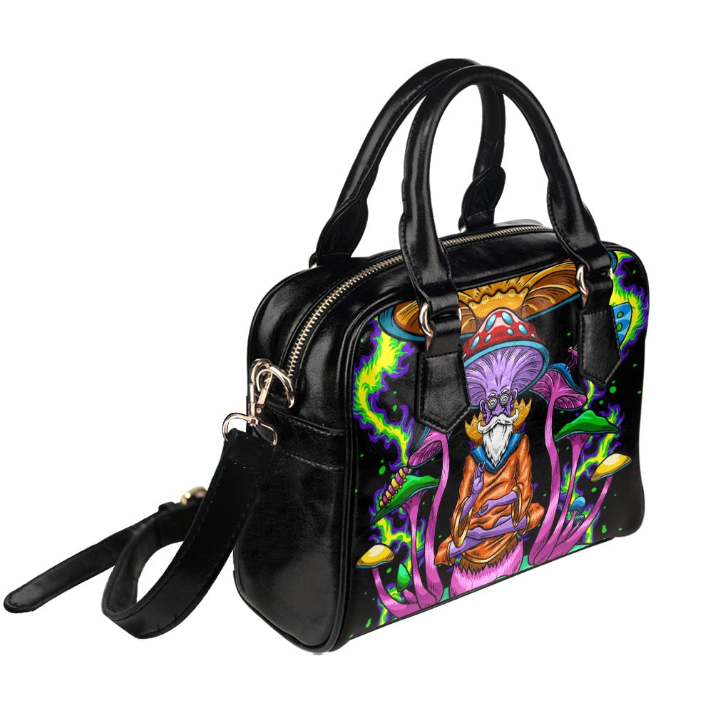 Psychedelic mushroom wise meditation Shoulder Handbag