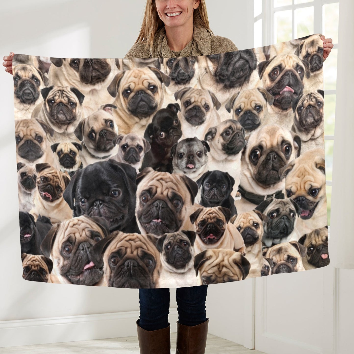 Pug Full Face Cute Gift Dog Lover Baby Blanket 40"x50"