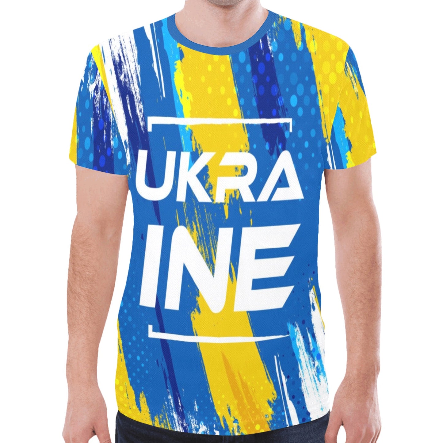 Ukraine Brush Concept Flag Colours Hand Painted Style New All Over Print T-shirt