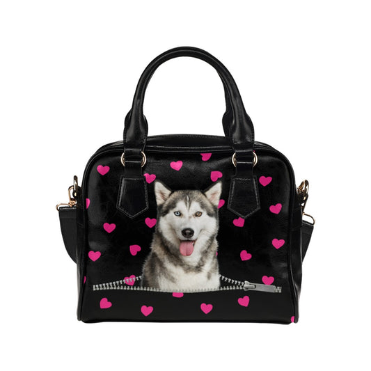 Siberian Husky Hearts Shoulder Handbag