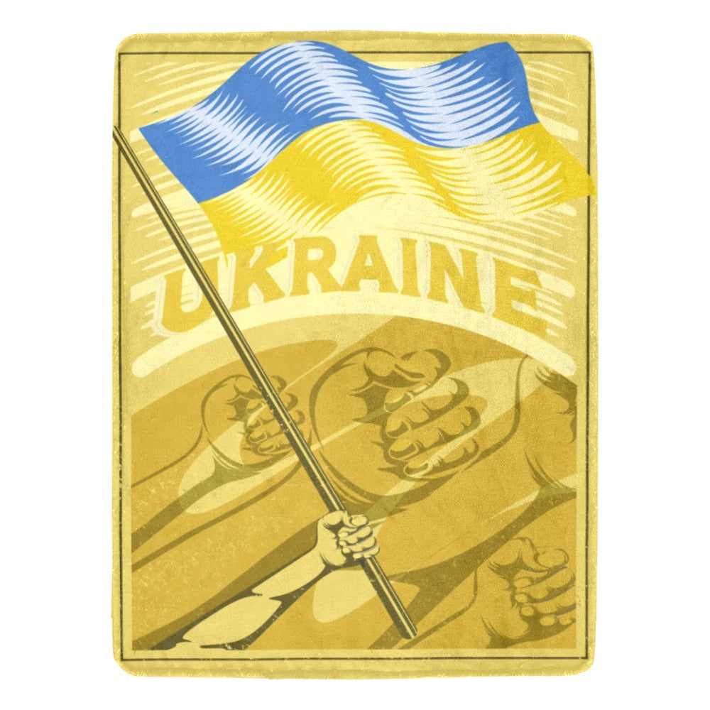 Vintage Ukraine Holding Flag Poster Ultra-Soft Micro Fleece Blanket 60"x80"